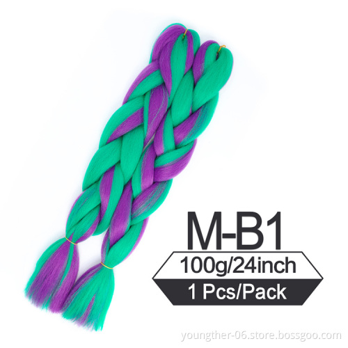 Wholesale 100g Crochet Braids Hair 24 Inch Synthetic Colourful Hair Extensions For Woman